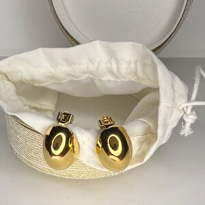 Vintage DIOR Gold Oval Clip-On Earrings